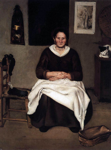  Antonio Puga Old Woman Seated - Hand Painted Oil Painting