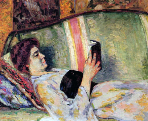  Armand Guillaumin Portrait of Marguerite Guillaumin Reading - Hand Painted Oil Painting
