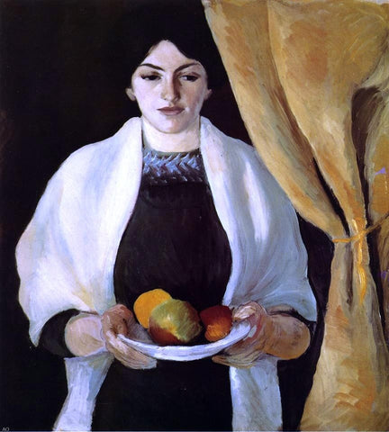  August Macke Portrait with Apples: The Artists Wife - Hand Painted Oil Painting