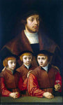  Barthel Bruyn Portrait of a Man with Three Sons - Hand Painted Oil Painting