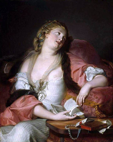  Bernard D'Agesci Lady Reading the Letters of Heloise and Abelard - Hand Painted Oil Painting