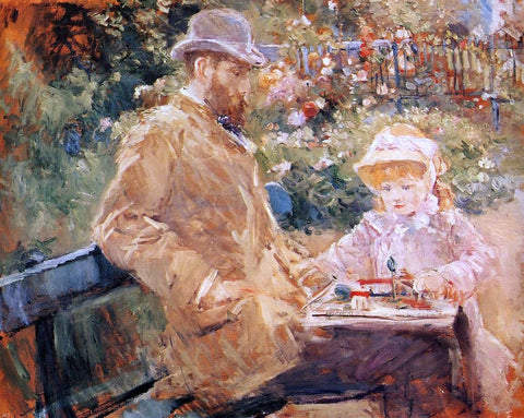  Berthe Morisot Eugene Manet and His Daughter at Bougival - Hand Painted Oil Painting