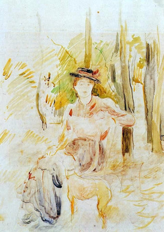  Berthe Morisot Jeune Fille a la Levrette - Hand Painted Oil Painting