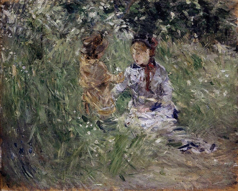  Berthe Morisot Julie with Pasie in the Garden at Bougival - Hand Painted Oil Painting