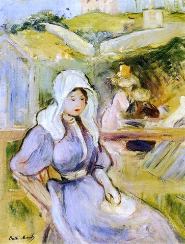  Berthe Morisot On the Beach at Portrieux - Hand Painted Oil Painting