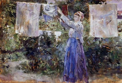  Berthe Morisot A Woman Hanging out the Wash - Hand Painted Oil Painting