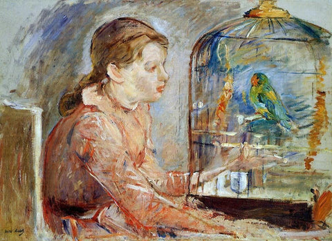  Berthe Morisot Young Girl and the Budgie - Hand Painted Oil Painting