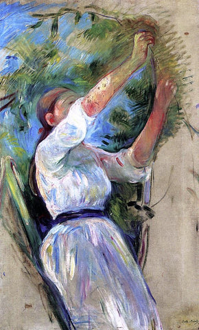  Berthe Morisot Young Girl Picking Cherries - Hand Painted Oil Painting