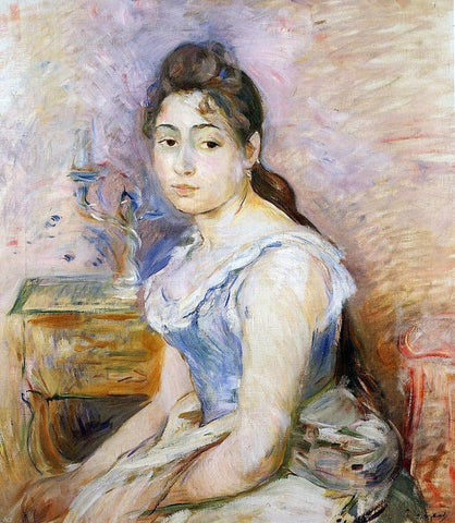  Berthe Morisot Young Woman in a Blue Blouse - Hand Painted Oil Painting