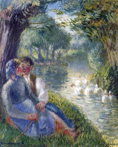  Camille Pissarro Lovers Seated at the Foot of a Willow Tree - Hand Painted Oil Painting