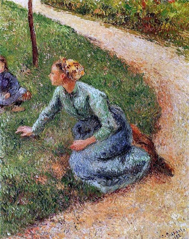  Camille Pissarro Peasant Trimming the Lawn - Hand Painted Oil Painting