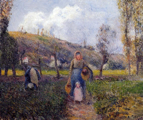  Camille Pissarro Peasant Woman and Child Harvesting the Fields, Pontoise - Hand Painted Oil Painting