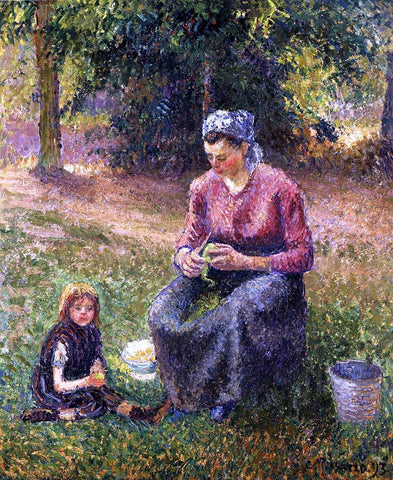  Camille Pissarro A Peasant Woman and Child, Eragny - Hand Painted Oil Painting