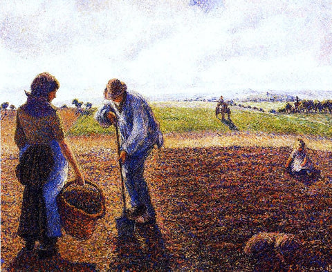  Camille Pissarro Peasants in the Field, Eragny - Hand Painted Oil Painting