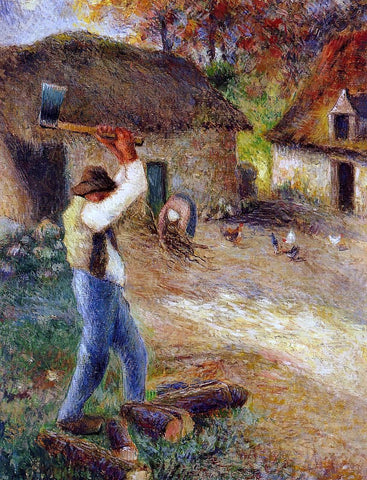  Camille Pissarro Pere Melon Cutting Wood - Hand Painted Oil Painting