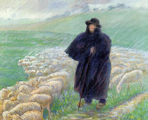  Camille Pissarro Shepherd in a Downpour - Hand Painted Oil Painting