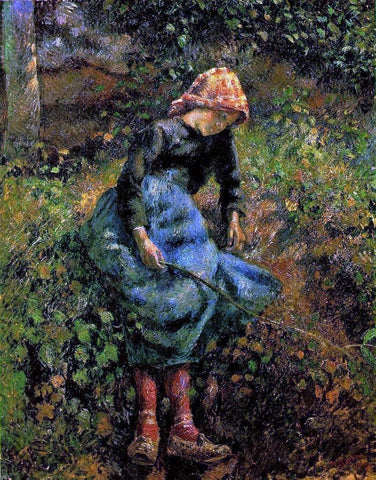  Camille Pissarro The Shepherdess (also known as Young Peasant Girl with Stick) - Hand Painted Oil Painting