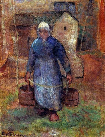  Camille Pissarro Woman with Buckets - Hand Painted Oil Painting