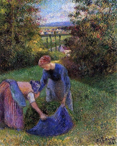  Camille Pissarro Women Gathering Grass - Hand Painted Oil Painting