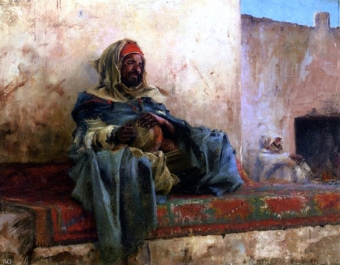  Charles James Theriat Playing the Derbakeh, Biskra - Hand Painted Oil Painting