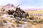  Charles Marion Russell Attack on a Wagon Train - Hand Painted Oil Painting