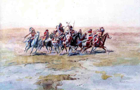  Charles Marion Russell Cree War Party - Hand Painted Oil Painting