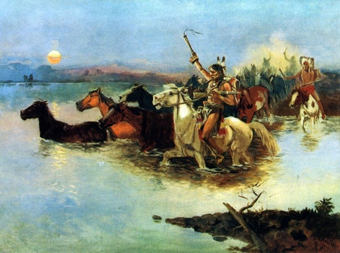  Charles Marion Russell Crossing the Range - Hand Painted Oil Painting