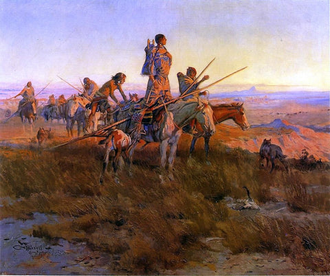  Charles Marion Russell In the Wake of the Buffalo Hunters - Hand Painted Oil Painting