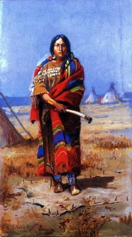  Charles Marion Russell An Indian Squaw - Hand Painted Oil Painting