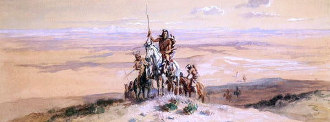  Charles Marion Russell Indians on Plains - Hand Painted Oil Painting