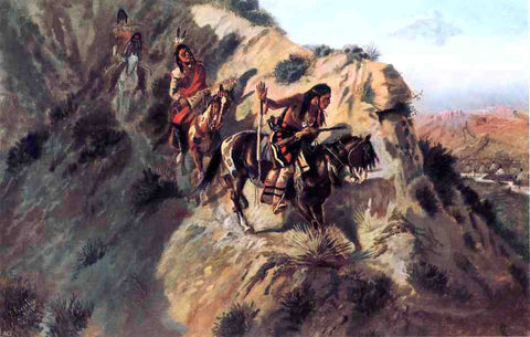 Charles Marion Russell Scouting the Enemy - Hand Painted Oil Painting