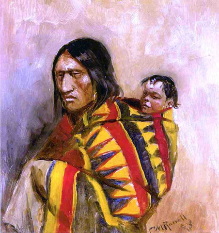  Charles Marion Russell Stone-in-Moccasin Woman - Hand Painted Oil Painting