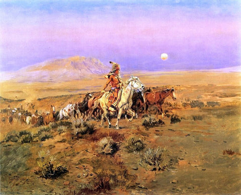  Charles Marion Russell The Horse Thieves - Hand Painted Oil Painting