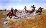  Charles Marion Russell The Judith Basin Roundup - Hand Painted Oil Painting