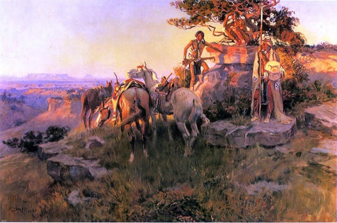  Charles Marion Russell Watching for Wagons - Hand Painted Oil Painting