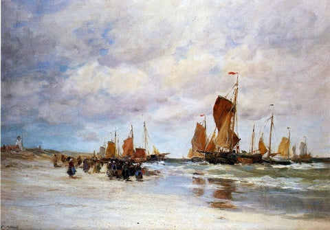  Charles Paul Gruppe Welcoming the Fishing Vessels Home - Hand Painted Oil Painting