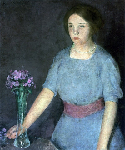  Charles Webster Hawthorne Girl with Vase - Hand Painted Oil Painting