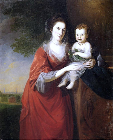 Charles Willson Peale Mrs. John Dickenson and Her Daughter - Hand Painted Oil Painting