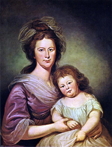  Charles Willson Peale Mrs. Thomas Leiper and Her Daughter, Helen Hamilton Leiper - Hand Painted Oil Painting