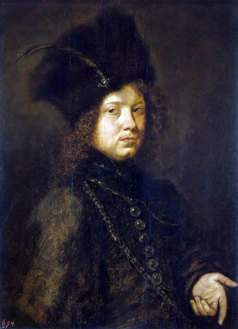  Christoph Paudiss Portrait of a Young Man in a Fur Hat - Hand Painted Oil Painting