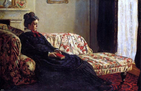  Claude Oscar Monet Meditation, Madame Monet Sitting on a Sofa - Hand Painted Oil Painting