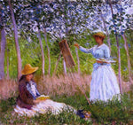  Claude Oscar Monet Suzanne Reading and Blanche Painting by the Marsh at Giverny - Hand Painted Oil Painting