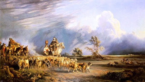  Consalvo Carelli Goat Herders In A Neapolitan Landscape - Hand Painted Oil Painting