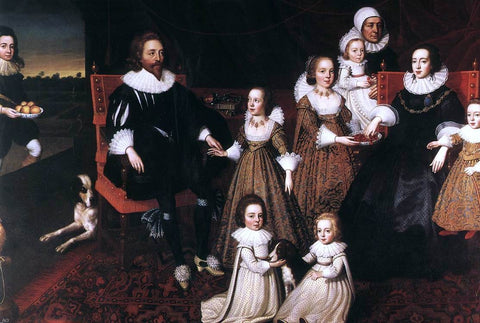  Cornelius Johnson Sir Thomas Lucy and his Family - Hand Painted Oil Painting
