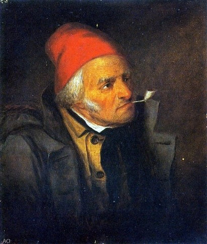  Cornelius Krieghoff Man with Red Hat and Pipe - Hand Painted Oil Painting
