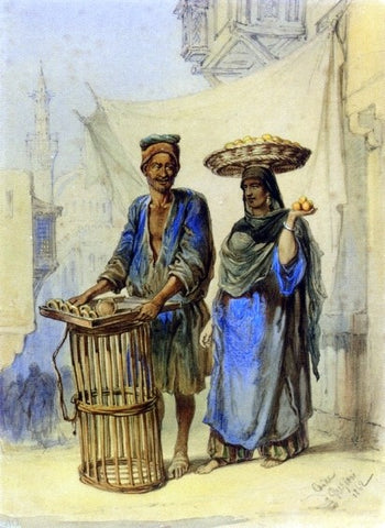  Count Amadeo Preziosi The Orange Seller, Cairo - Hand Painted Oil Painting