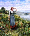  Daniel Ridgway Knight A Field of Flowers - Hand Painted Oil Painting