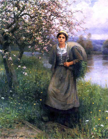  Daniel Ridgway Knight Apple Blossoms in Normandy - Hand Painted Oil Painting