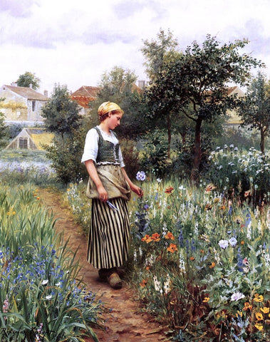  Daniel Ridgway Knight In the Garden - Hand Painted Oil Painting