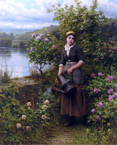  Daniel Ridgway Knight Watering the Garden - Hand Painted Oil Painting